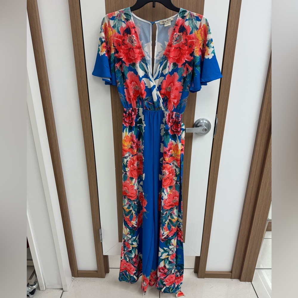 Flying Tomato Blue and Red Floral Jumpsuit